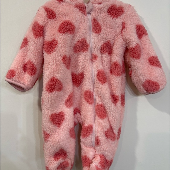 Adorable Pink Heart Kids Footie - Picture 3 of 4